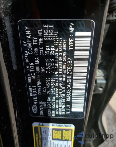 2017 Hyundai Tucson Limited из США, поврежденный, VIN KM8J3CA29HU278182